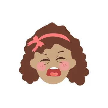 Little girl face expression, set of cartoon vector illustrations Stock Illustration
