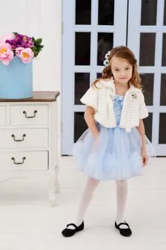 Little girl at her home Stock Photos
