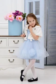Little girl at her home Stock Photos