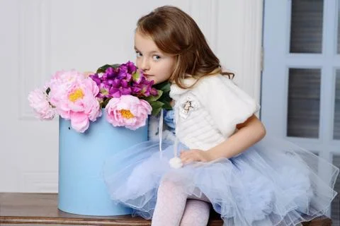 Little girl at her home Stock Photos