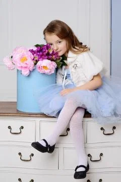 Little girl at her home Stock Photos
