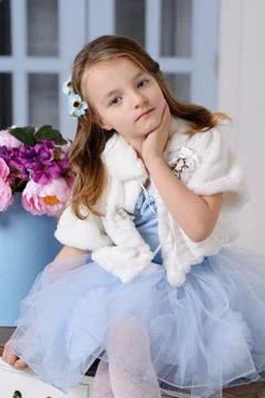Little girl at her home Stock Photos