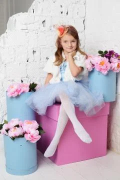 Little girl at her home Stock Photos