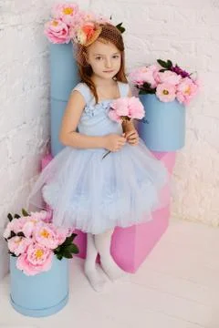 Little girl at her home Stock Photos