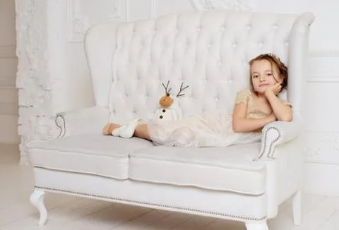 Little girl at her home Foto stock