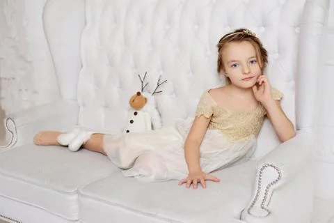 Little girl at her home Stock Photos