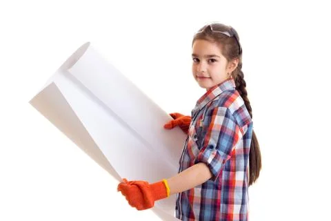 Little girl holding whatman Stock Photos