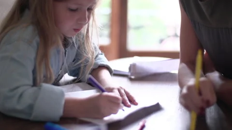 Little girl learning to write Stock Footage 63291771