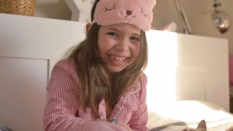 Little Girl Child Pajamas Stock Video Footage