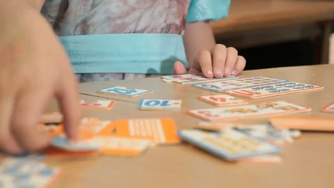 Little girl playing in developing game Stock-Footage 81075363