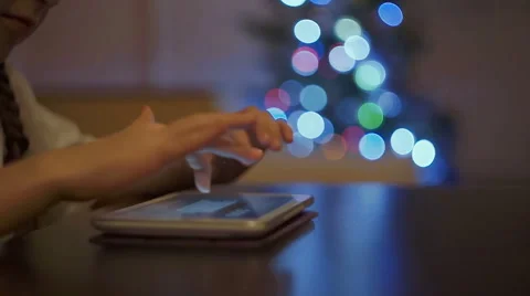Little Girl Playing Games on Tablet Computer Stock Footage 59572150