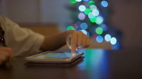 Little Girl Playing Games on Tablet Computer Stock Footage 59572283