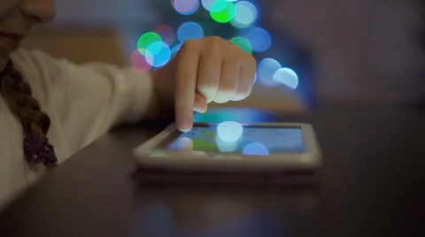 Little Girl Playing Games on Tablet Computer Stock Footage 59572349