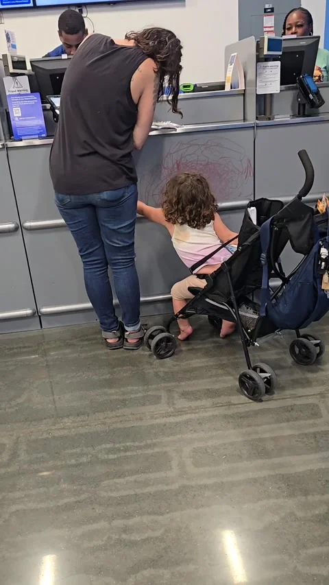 Little Girl Scribbles on Wall at Store, Lafayette, Louisiana, USA - 05 Aug 2026 Video stock 342852680