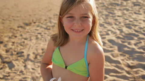 Little GirlBeach Stock Video Footage Royalty Free Little Girl