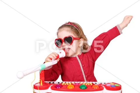Little girl sing.JPG Stock Photos