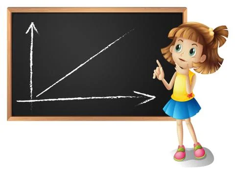 Little girl solving graph problem Illustrazione stock