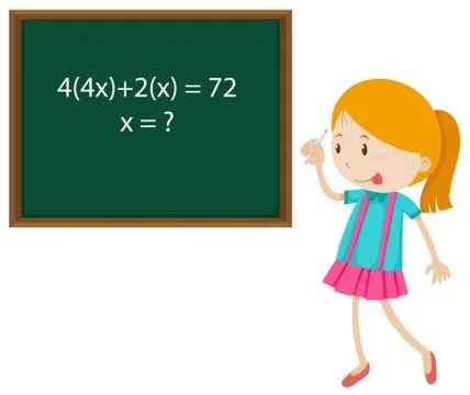 Little girl solving math problem 스톡 일러스트