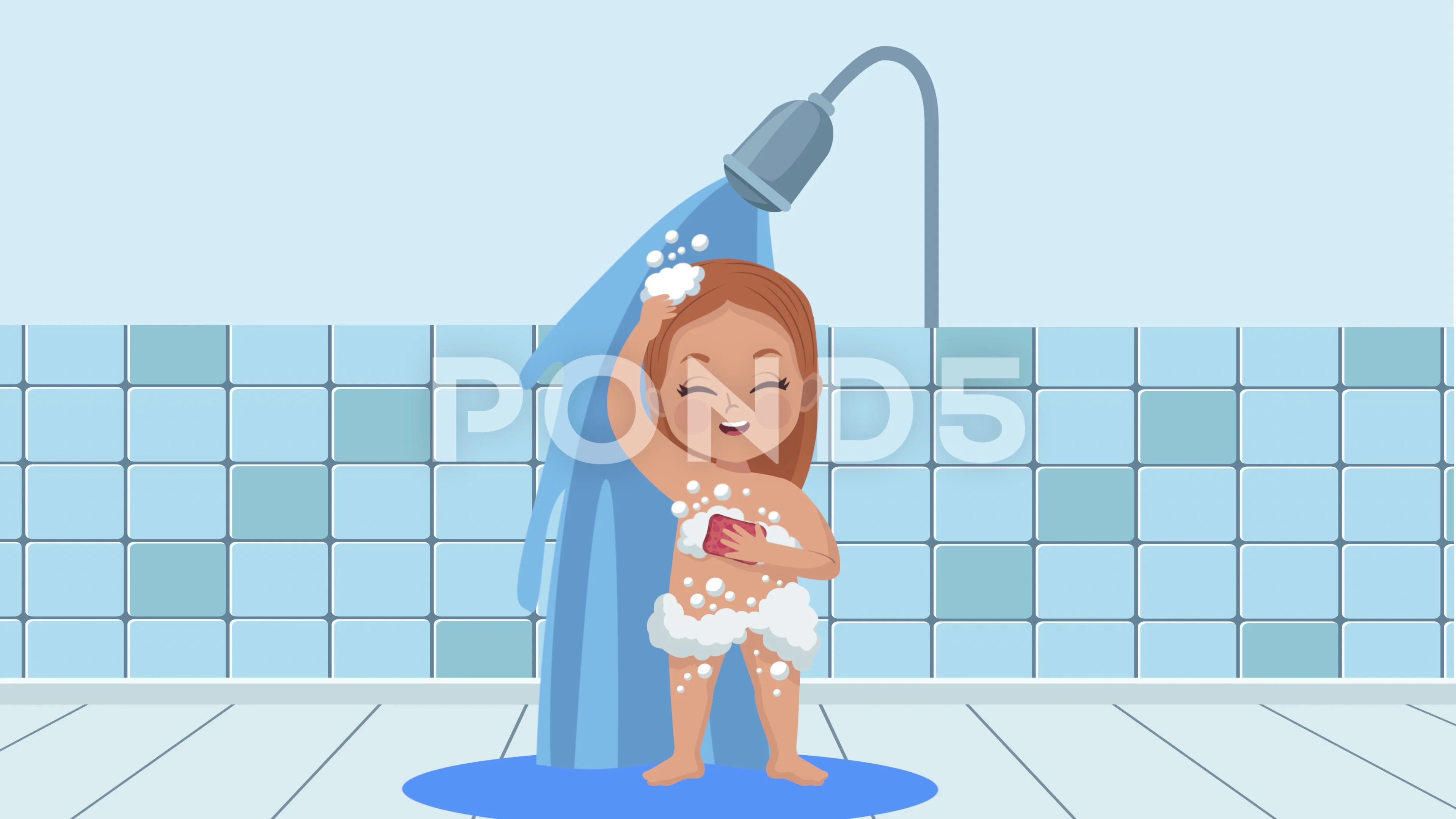 little girl taking a bath animation | Stock Video | Pond5