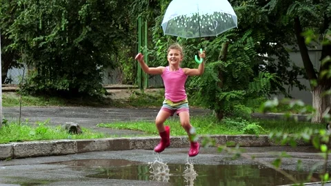 Little girl umbrella and boots best sale