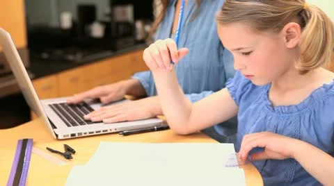 Little girl using a protractor Video stock 10815422