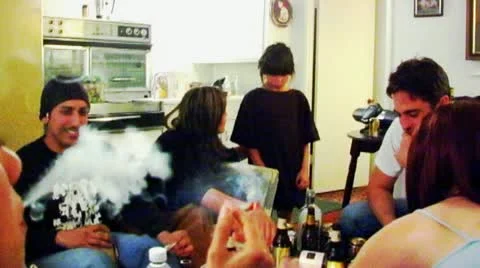 Little Girl Watching Young Adults At Drug Party 1 Stock Footage