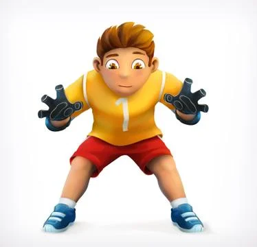 Little goalkeeper, vector icon Stock Illustration