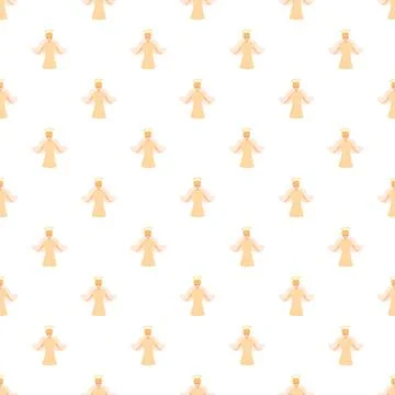 Little guardian angel seamless pattern with halo wings Stock Illustration