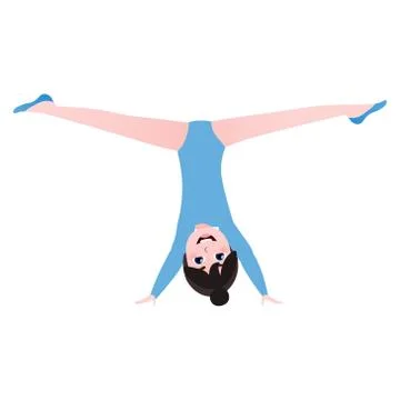 Little gymnast training, doing exercises for stretching and flexebility Stock Illustration