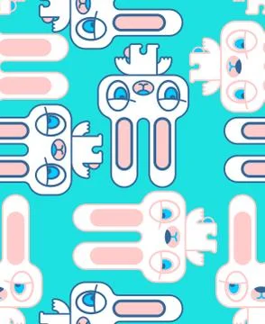 Little hare pattern seamless. Sweet rabbit background. Children cloth texture Stock Illustration