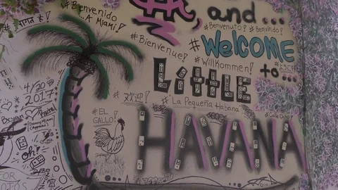 Little Havana graffiti on 8th Street in Little Havana, Little Havana, Miami, Stock Footage