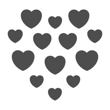 Little hearts in shape of heart solid icon, Valentines Day concept, love symbol イラスト素材