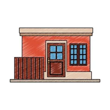 Little house building scribble Stock Illustration