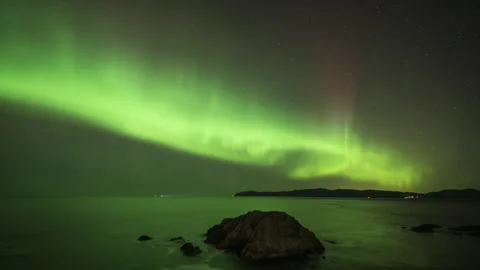 Little island with the Aurora Borealis Stock Footage 269703953