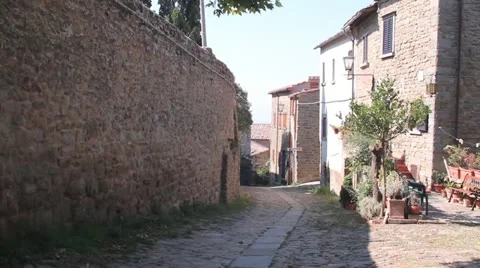 Little Italian street in Cortona Stock Footage