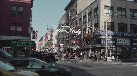 Little Italy, New York, Canal Street and Mulberry Street, Downtown Manhattan Stock Footage