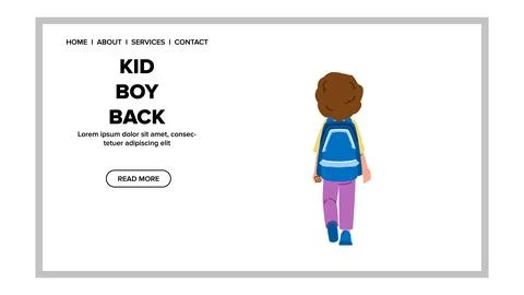Little kid boyy back vector Stock Illustration