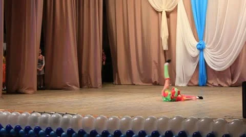 Little kid dancing on stage Stock Footage 21716449