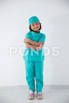 Little kid profession uniform as a nurse Stock Photos