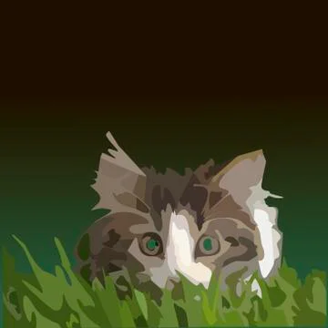 Little kitten in the grass. Stock Illustration