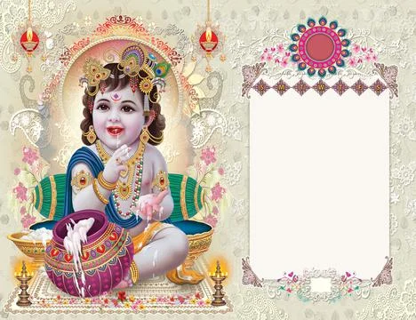 Little Krishna High Resolution Digital Painting. Stock Illustration