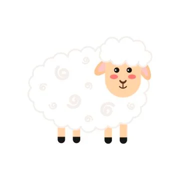 Little lamb on a white background. Vector illustration Stock Illustration