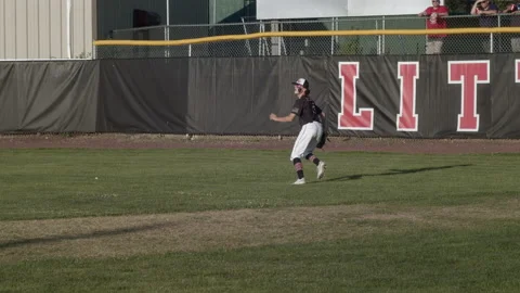 Little League All-Star Baseball Tournament. Outfielder Makes Catch Stock Footage 200034127