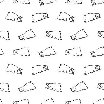 Little llama. Seamless pattern. Coloring Page. Stock Illustration