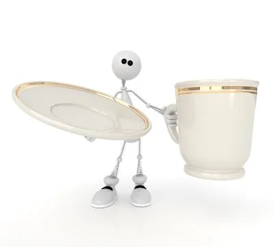 The little man with a mug. Stock Illustration