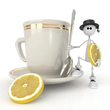 The little man with a mug. Stock Illustration