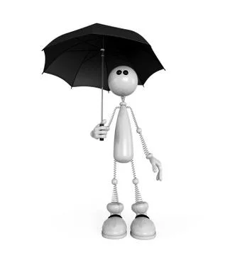 The little man with an umbrella Stock Illustration