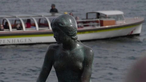 The Little Mermaid statue in Copenhagen Stock Footage