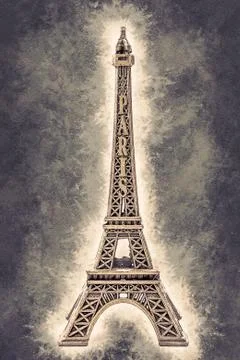 Little model of Eiffel Tower Stock-Illustration