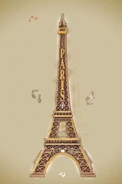 Little model of Eiffel Tower Stock-Illustration